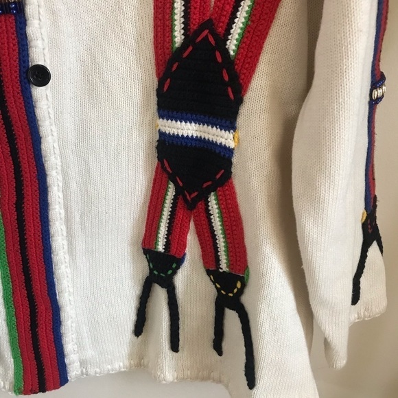 Unisex Vintage Michael Simon Suspenders Cardigan Sweater - Picture 6 of 11